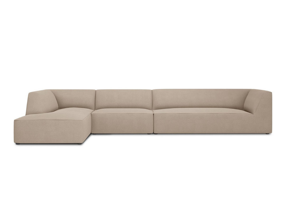 ECKSOFA links Ruby aus strukturiertem Stoff dunkelbeige 5 Sitzplätze - Taupe, Textil (180/366cm) - Micadoni
