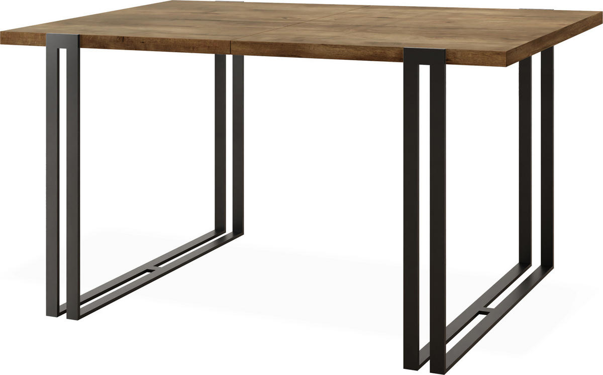 ESSTISCH Marco rechteckig ausziehbar, Lefkas Eiche 120-220/80/76 cm - Alteiche/Schwarz, Holzwerkstoff/Metall (120/80/76cm) - WFL GROUP