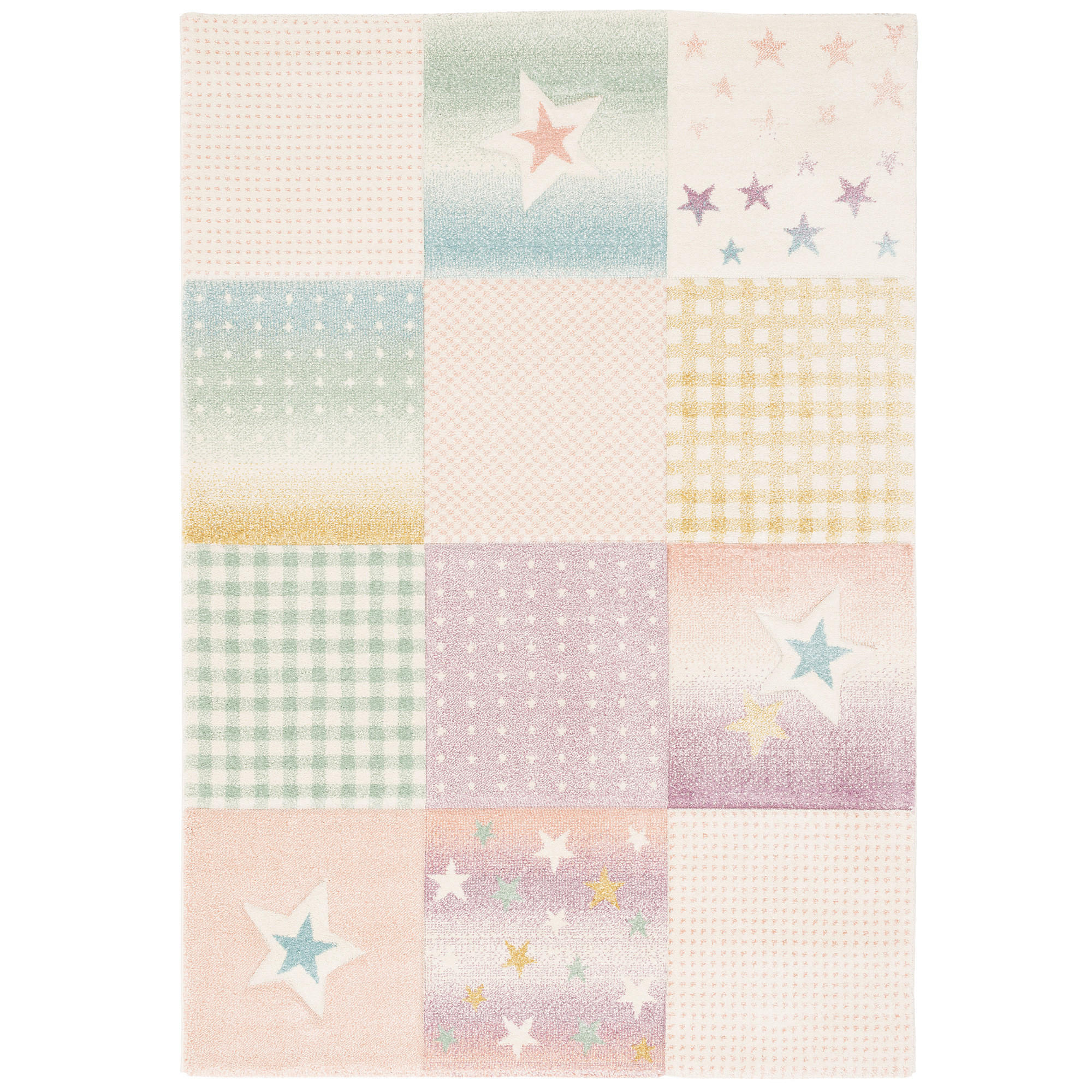 KINDER TEPPICH MAUI KIDS KARO STARS - Rosa, Textil (120/170cm) - Pergamon