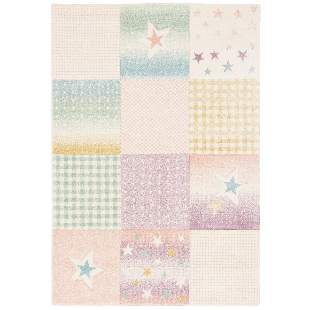 KINDER TEPPICH MAUI KIDS KARO STARS - Rosa, Textil (120/170cm) - Pergamon