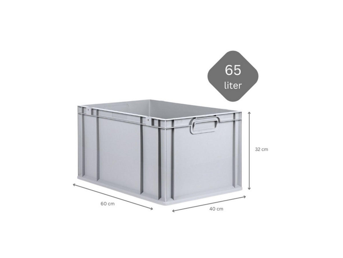 EUROBOX 5x Nextgen Economy Griffe Geschlossen 32x40x60cm 65 Liter - Grau, Kunststoff (40/32/60cm) - PROREGAL