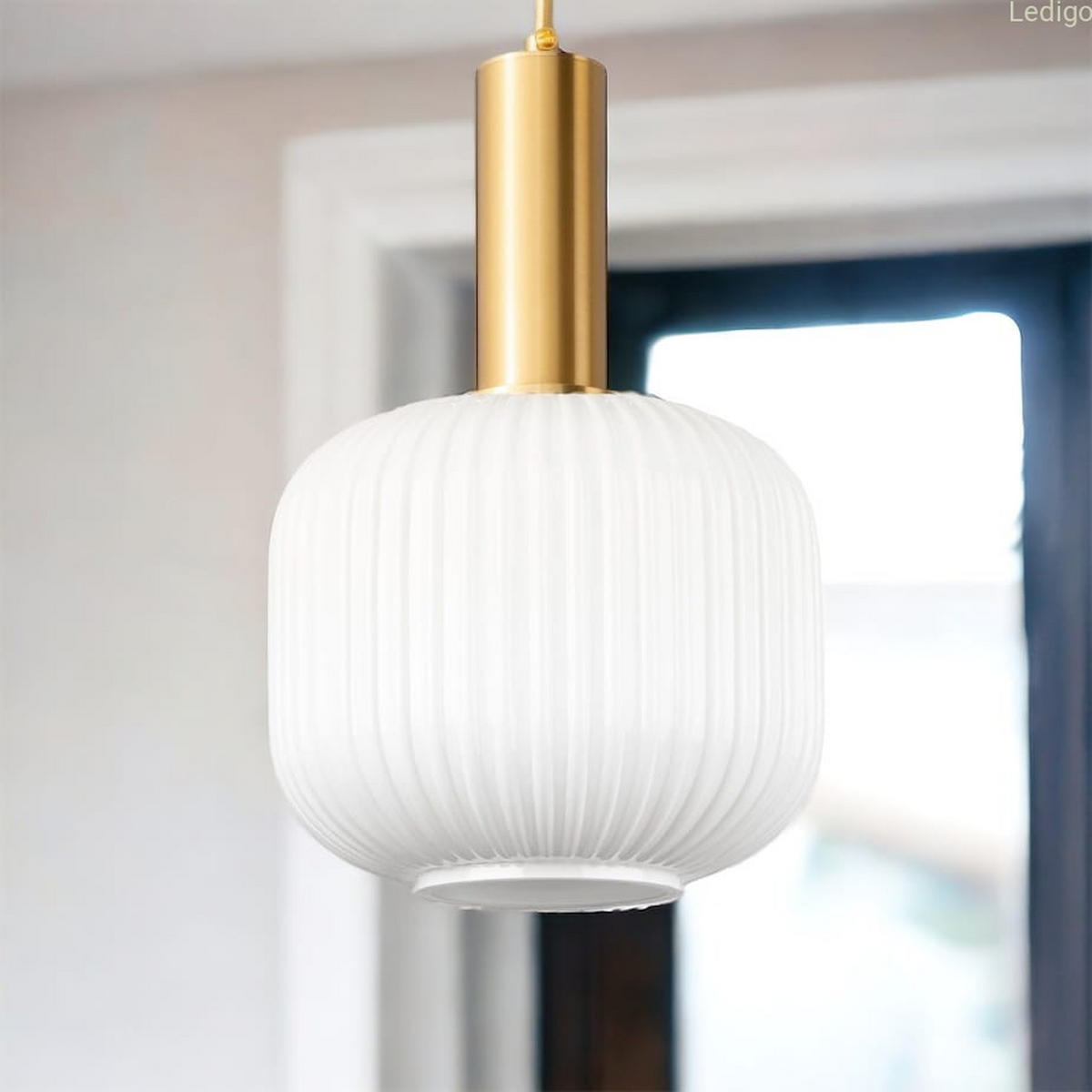 PENDELLEUCHTE Paris - Goldfarben/Weiß, Glas/Metall (17/17/125cm) - kiki design