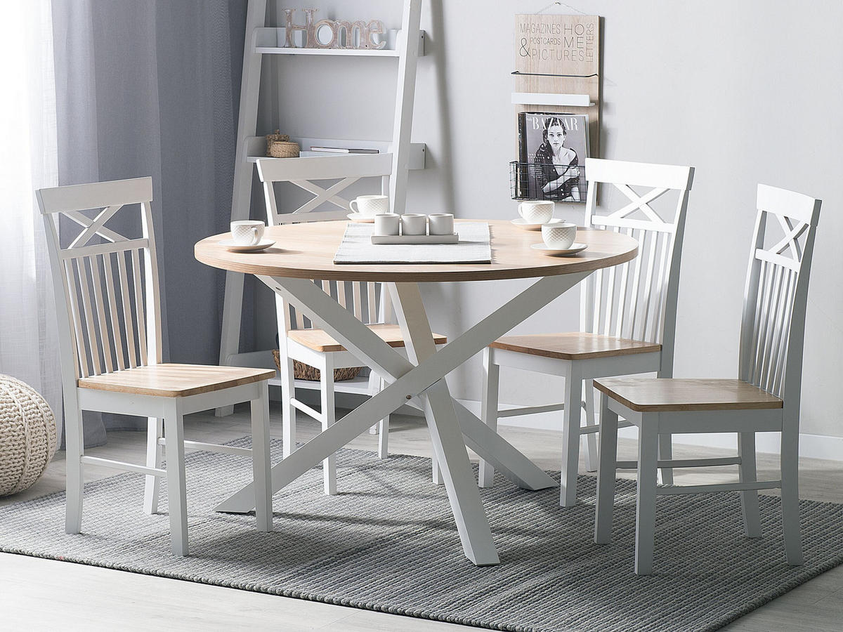 ESSTISCH 120/120/78 cm Hellbraun, Weiß Rund Jacksonville - Hellbraun, Holzwerkstoff (120/120/78cm) - Beliani