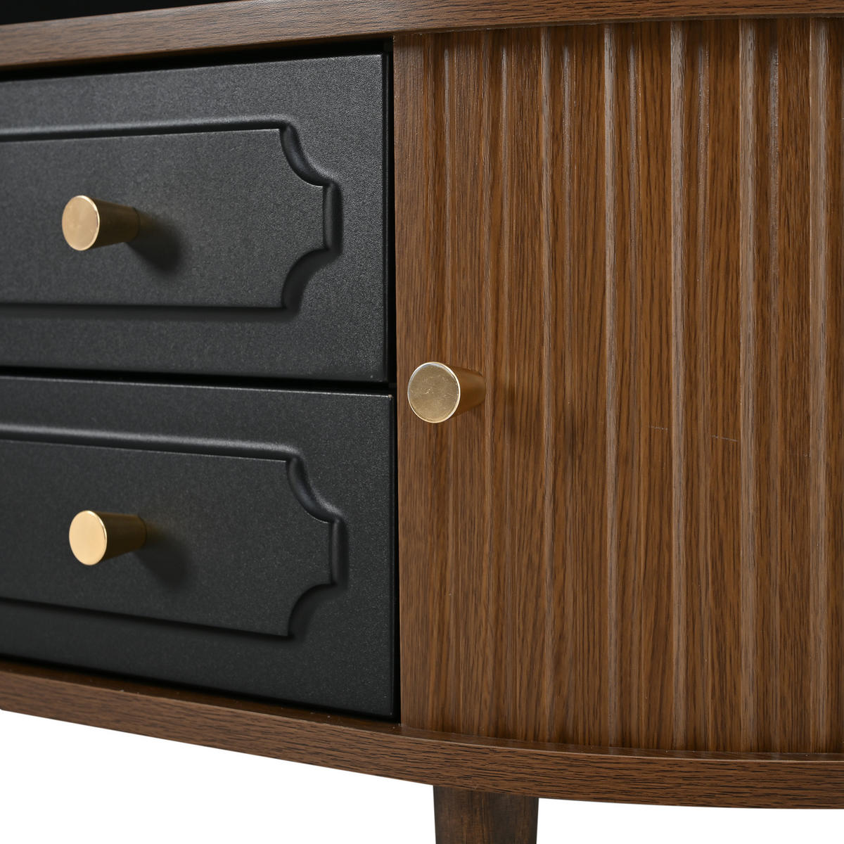 COUCHTISCH in Schwarz und Walnussfarben mit Schubladen für Wohnzimmer, B100/T50/H36 cm - Walnussfarben/Schwarz, Holzwerkstoff (50/100/36cm) - STILVORA