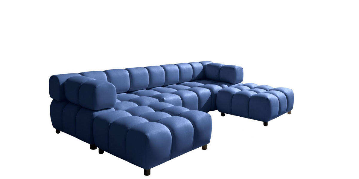 ECKSOFA U-Form Bolla, stoff Bluvel, Tintenblau - Blau, Holz (288/192cm) - Kaiser Möbel