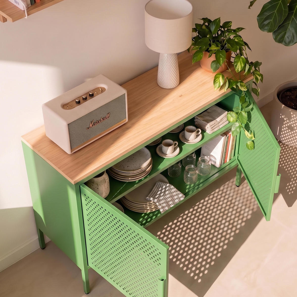 SIDEBOARD 100 cm, Grün - Grün, Metall (100/60/40cm) - Oviala