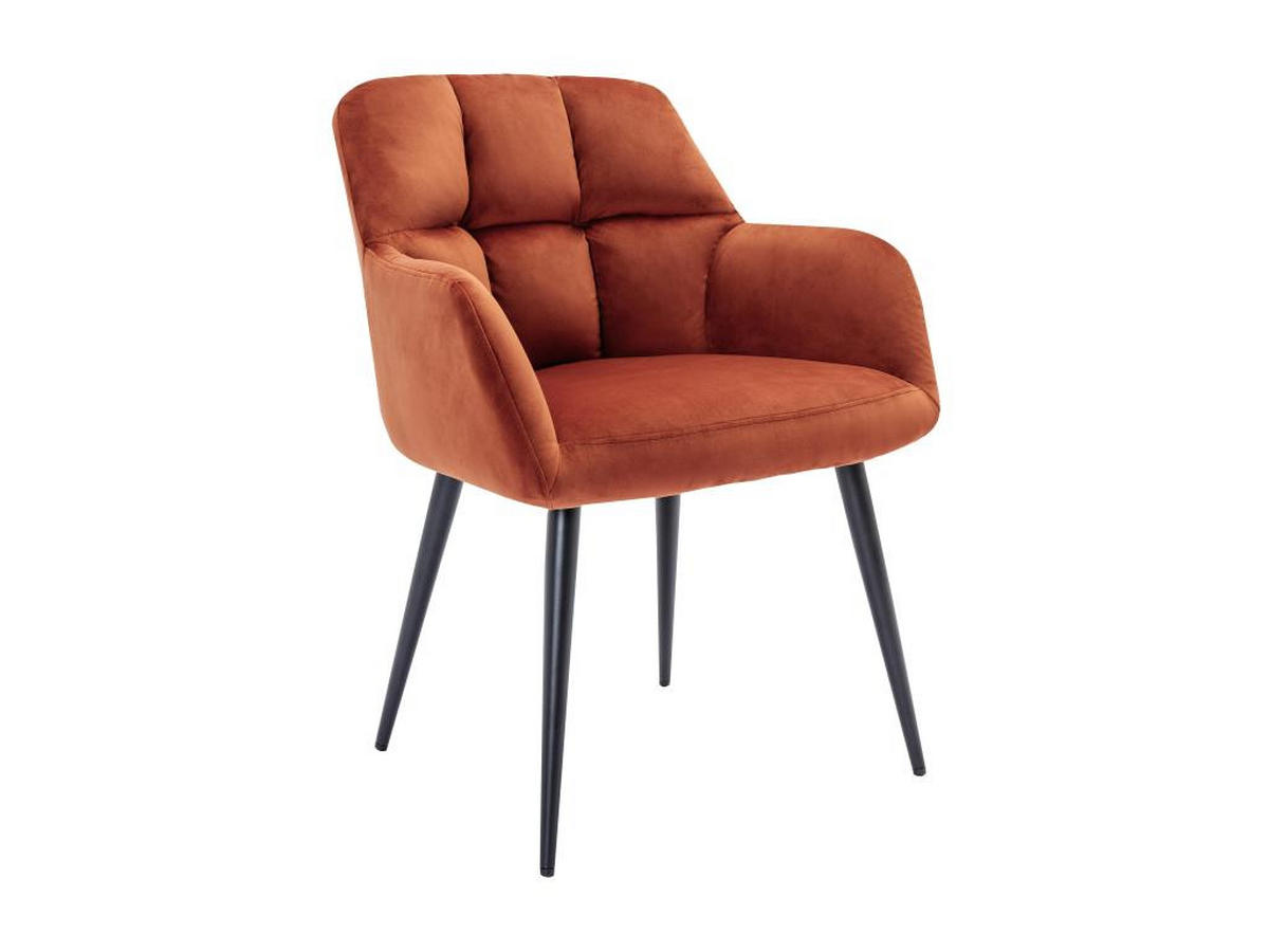 STUHL mit Armlehnen 2er-Set - Samt & Metall - Terracotta - PEGA - Braun, Textil (62/78/58.5cm) - Pascal Morabito
