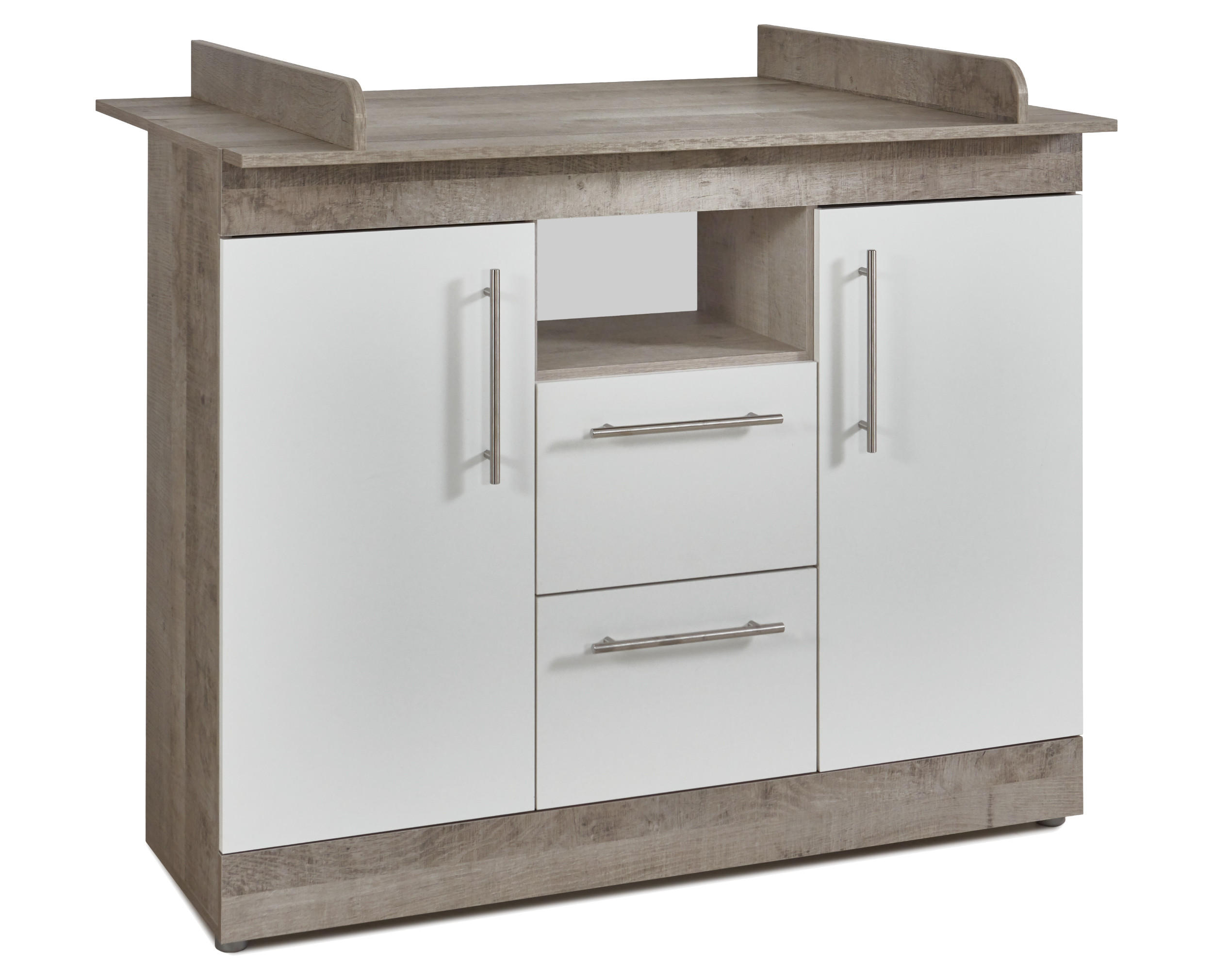 WICKELKOMMODE Selina Platinum Oak Weiß - Eichefarben/Silberfarben, Holzwerkstoff (115/100/75cm) - arthur berndt