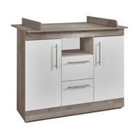 WICKELKOMMODE Selina Platinum Oak Weiß - Eichefarben/Silberfarben, Holzwerkstoff (115/100/75cm) - arthur berndt