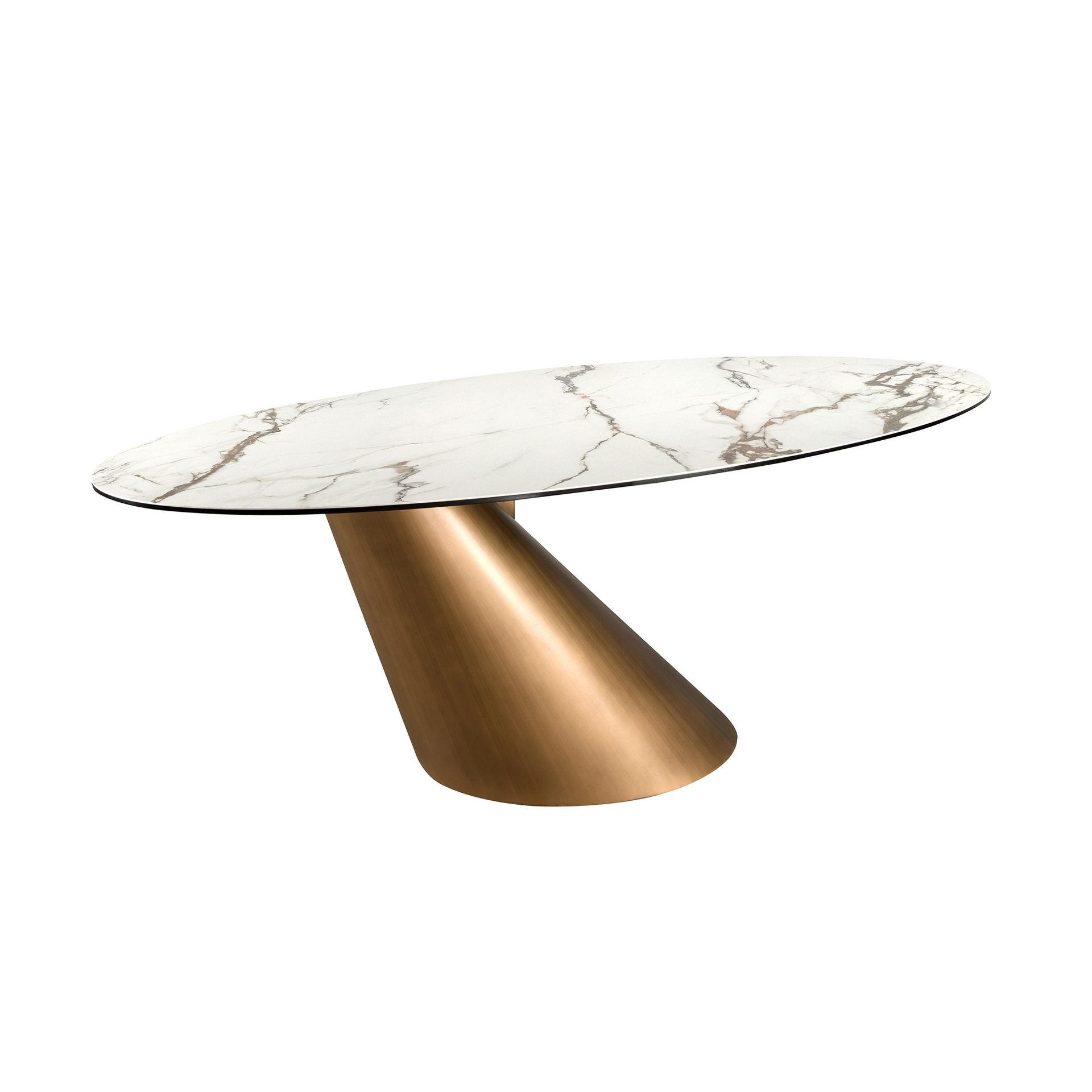 ESSTISCH oval Weiß Bronze 240/120/76 cm - Weiß, Stein/Metall (120/240/76cm) - ANGEL CERDA