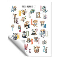 POSTER 40x50 cm ABC Alphabet Tiere Pastell - Weiß, Papier (40/50/2cm)