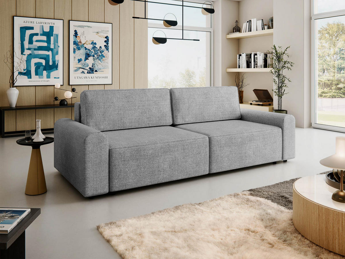 SCHLAFSOFA Bella - Hellgrau/Schwarz, Holz/Kunststoff (240/85/95cm) - MIRJAN24