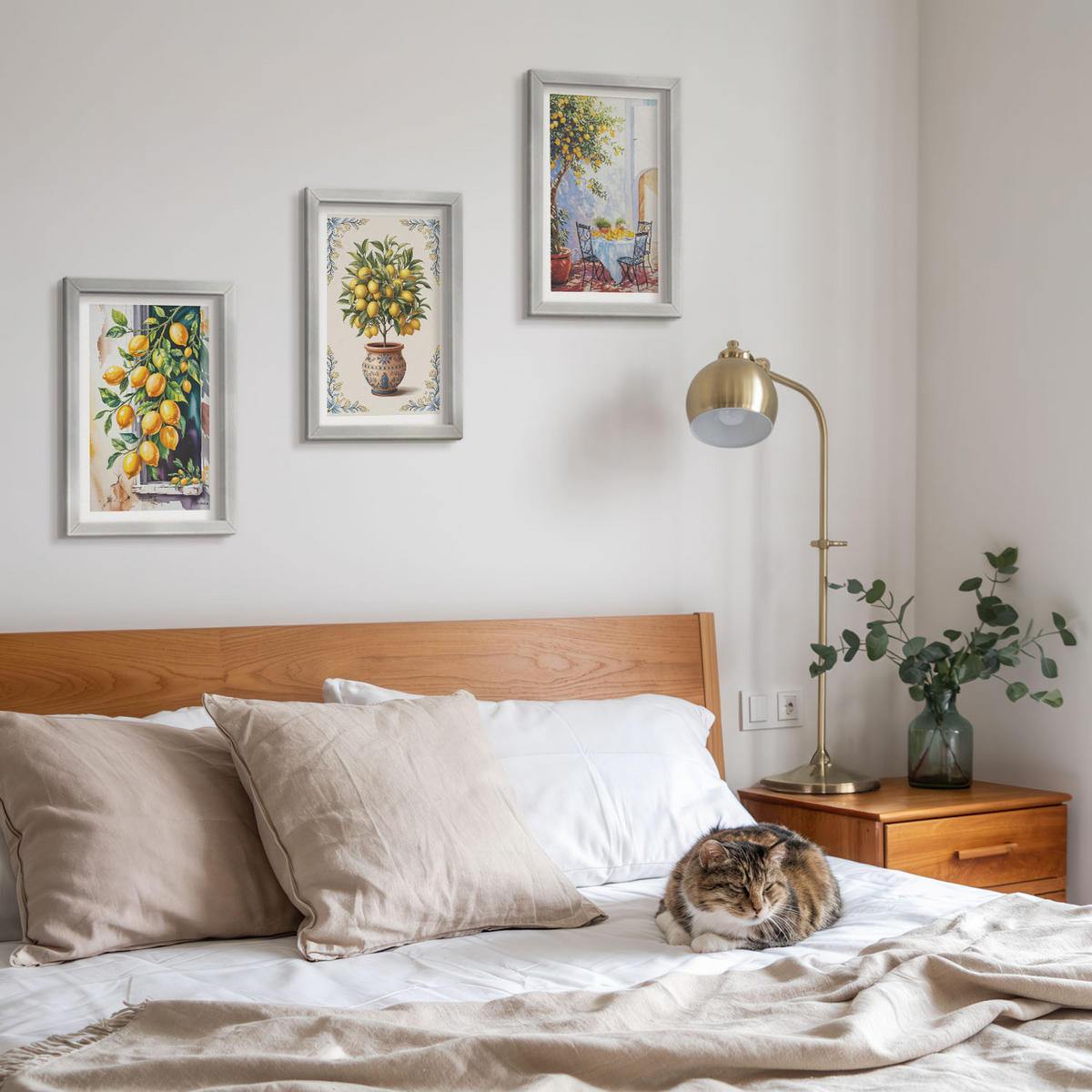 WANDBILDER 3er Set - 20x30 cm Silberner Rahmen - Zitronenbäume Früchte Sonne - Silberfarben, Kunststoff (20/30cm) - ArtPrintCave