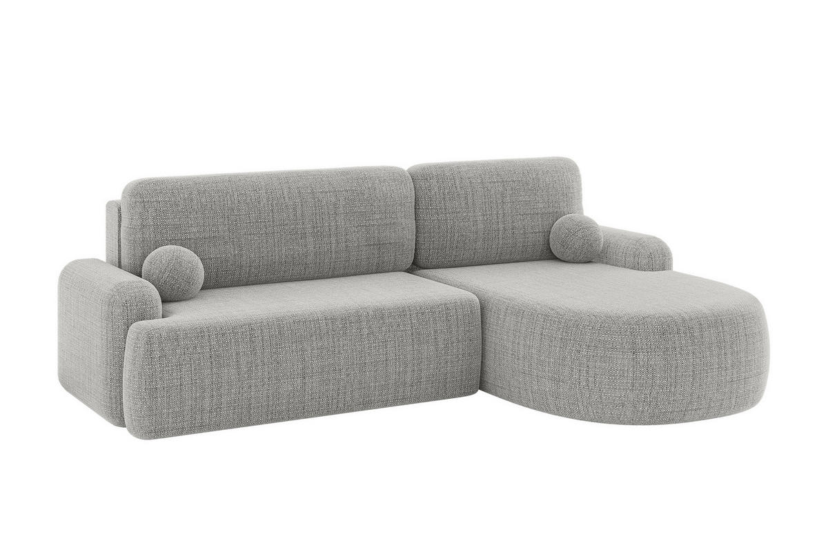 ECKSOFA mit Schlaffunktion und Bettkasten LIRA-L - 264x172x89 Hellgrau - Hellgrau, Holzwerkstoff/Textil (172/264cm) - ALTDECOR