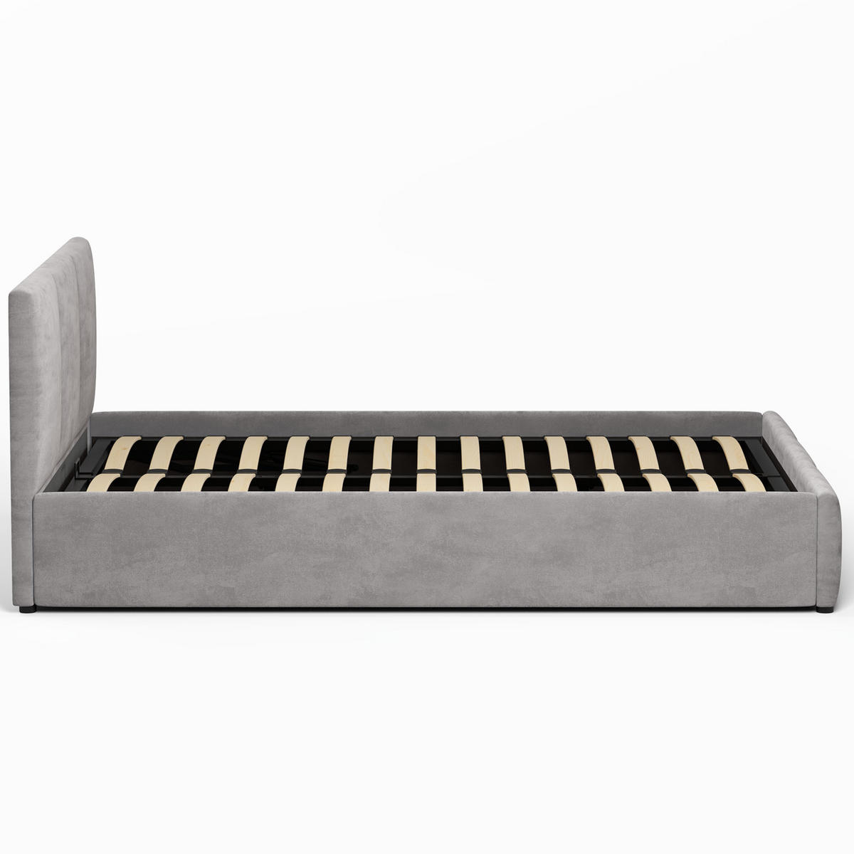 POLSTERBETT 140×200 cm mit Bettkasten und Lattenrost Nela HLR-22 Grau Velours - Grau, Holz/Metall (140/200cm) - Jana