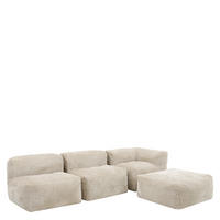 SITZSACK-SOFA 4-tlg. ZEN: Ecksessel, 2 Sessel, Fußstütze - Beige, Textil (385/68/100cm) - icon