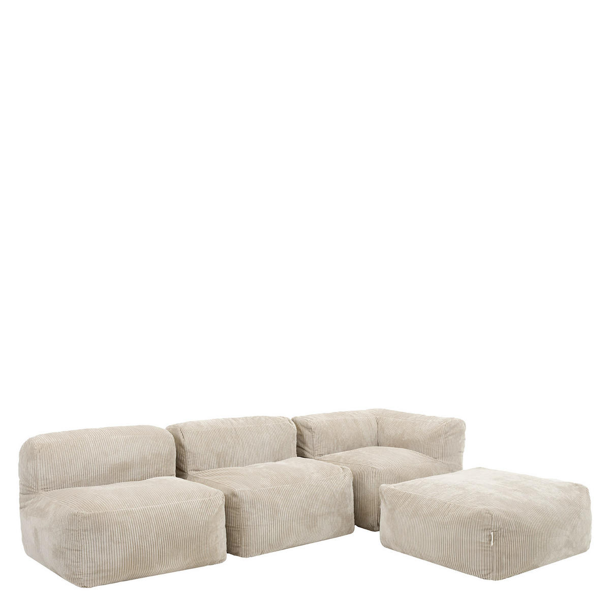SITZSACK-SOFA 4-tlg. ZEN: Ecksessel, 2 Sessel, Fußstütze - Beige, Textil (385/68/100cm) - icon