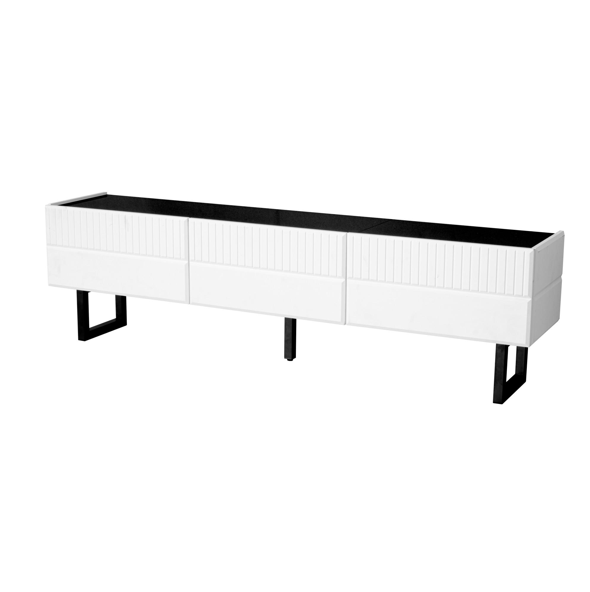 Modfu SET konferenčního stolku a TV stolku z MDF 170x35x47 cm černobílý s úložným prostorem a vysokým leskem