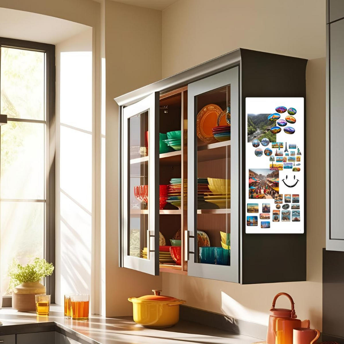 MAGNETTAFEL Klein & Groß Weiß 80x80 cm - Magnetisches Stahlboard für Magnete, Fotos und Notizen, Beschreibbar - Weiß, Metall (80/80/0.7cm) - ANWICAR