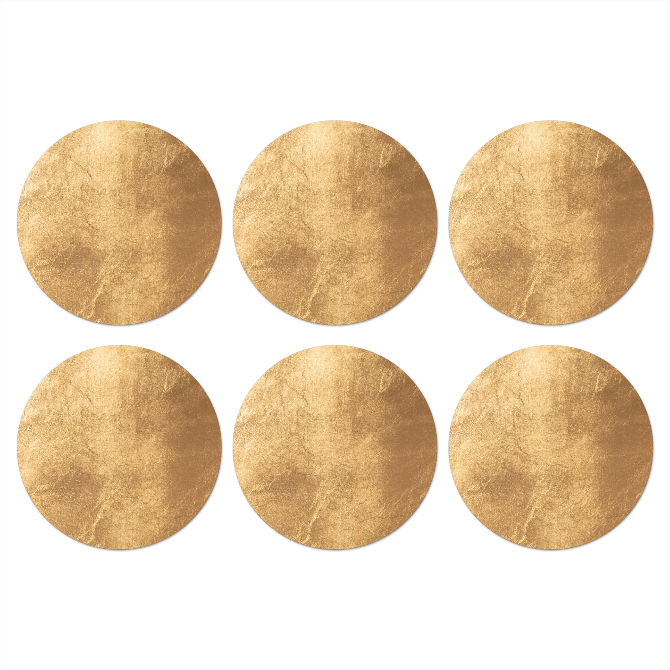 GLASUNTERSETZER 6er-Set Rund Licht fällt auf eine goldene Wand 10x10 cm - Goldfarben, Naturmaterialien (10/0.2cm) - MuchoWow
