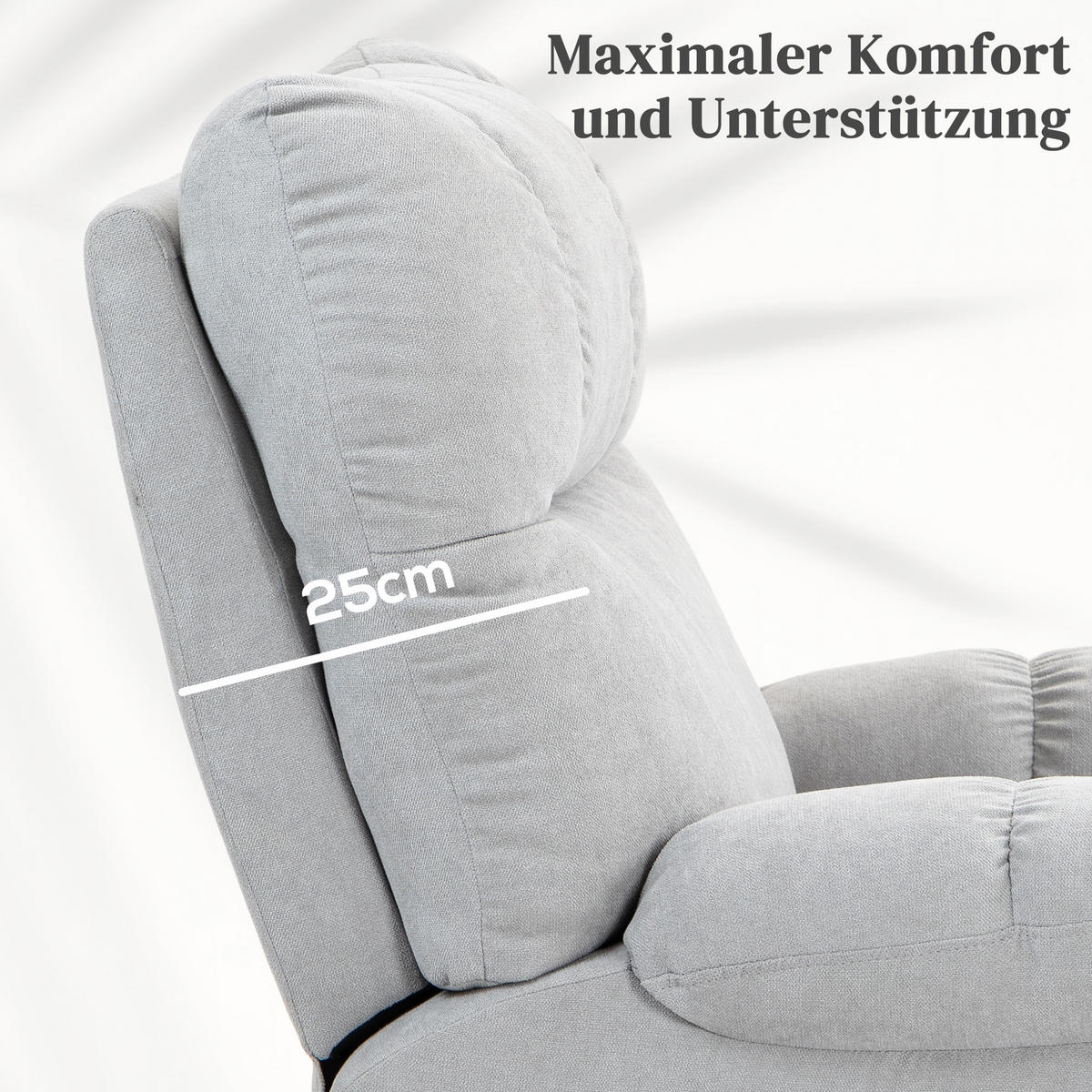 FERNSEHSESSEL mit Aufstehhilfe, Hellgrau - Hellgrau/Schwarz, Textil/Metall (95/109/91cm) - HOMCOM