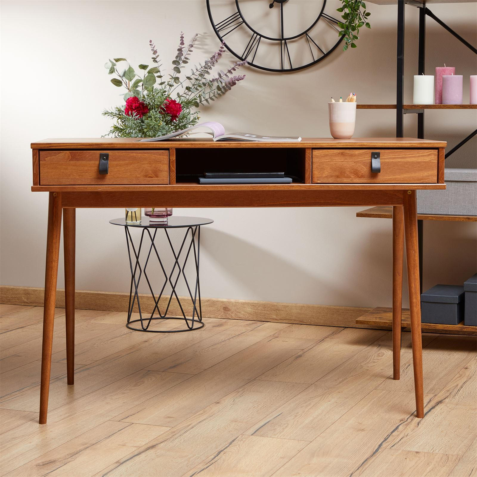 SCHREIBTISCH KIM - Kastanienfarben, Holz (50/110/76cm) - IDIMEX