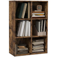 BÜCHERREGAL,DREISTÖCKIG 6 Fächer 65,5x30x97,5cm,rustikales braun - Braun, Holzwerkstoff (65.5/97.5/30cm) - Vallsero