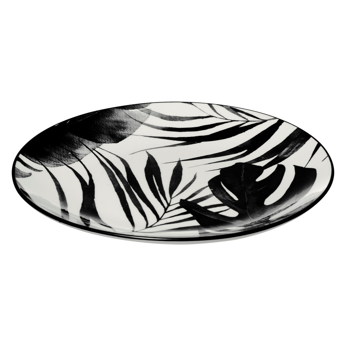 GESCHIRR-SET 18-teilig Palme Schwarz 26,6/26,6/2,5 cm - Multicolor, Keramik (26.6/2.5/26.6cm) - Secret de Gourmet