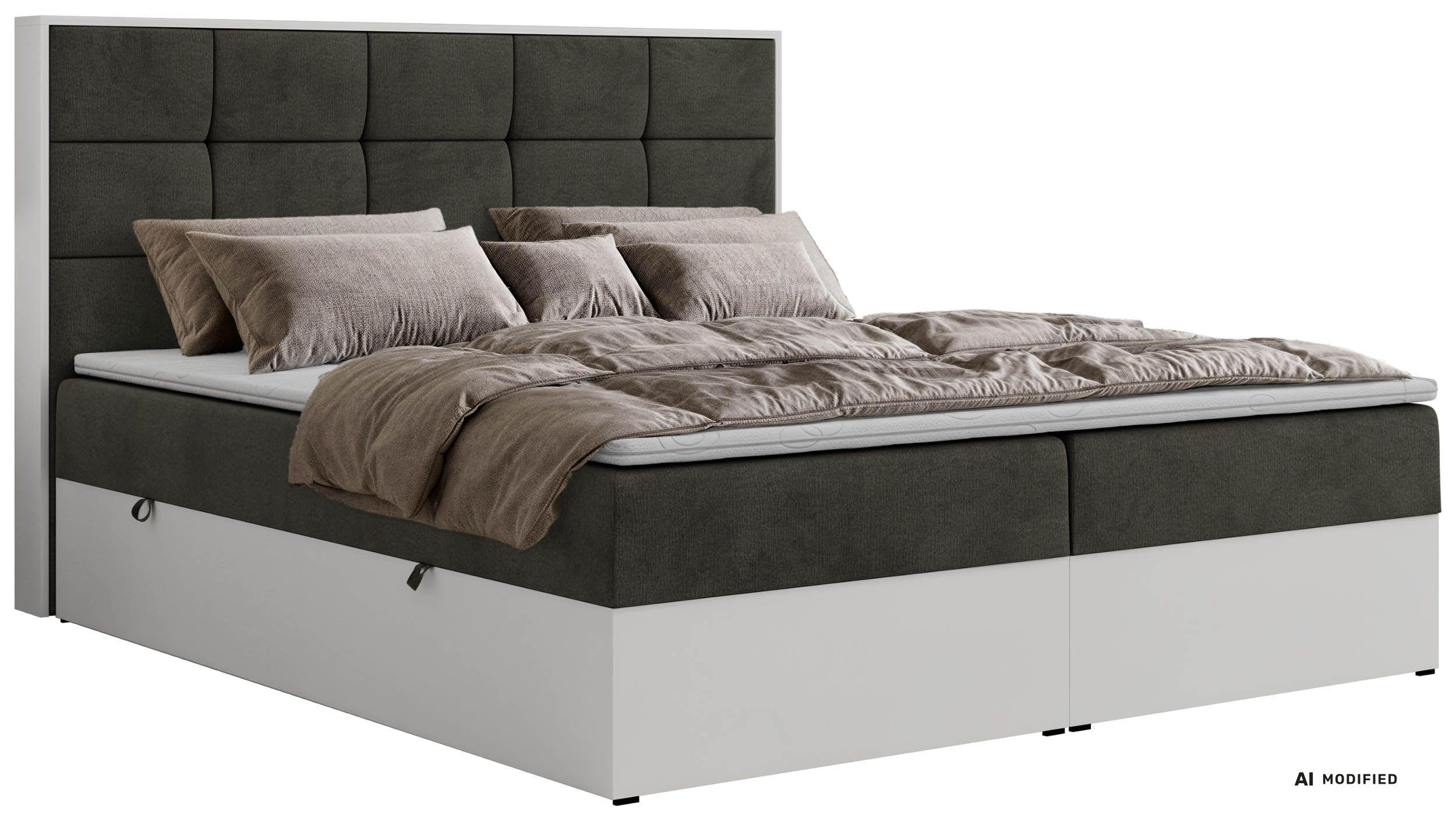 BOXBETT ALVIT 200/200 - Dunkelgrau Velvet - Topper T25 - H4 - Dunkelgrau/Anthrazit, Kunststoff/Textil (200/200cm) - MKS