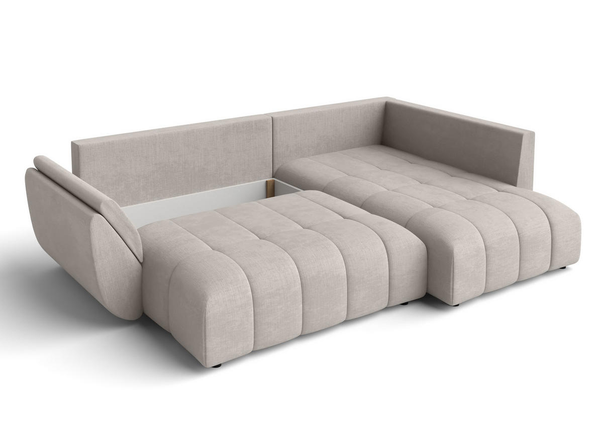 ECKSOFA L Form Kayseri Beige 266/190/86 cm – mit Bettkasten - Beige/Schwarz, Kunststoff/Textil (266/190cm) - AX Living