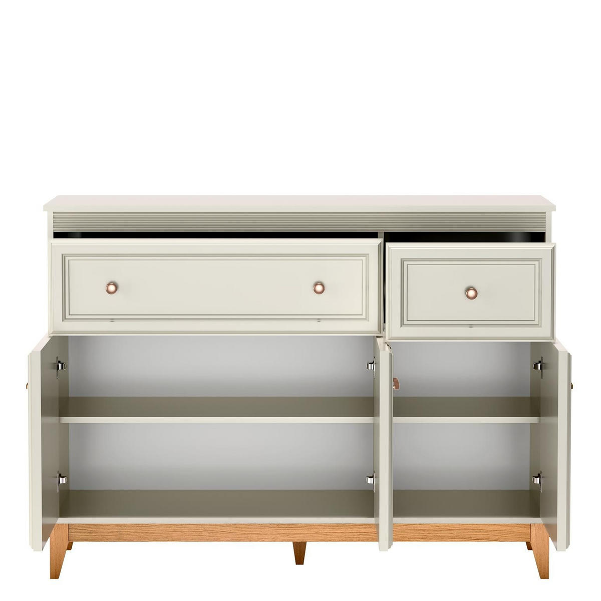 KOMMODE Windsor Kaschmir, Dreitürige mit Schubladen - Kaschmir, Holzwerkstoff (134/100/41cm) - Bettso