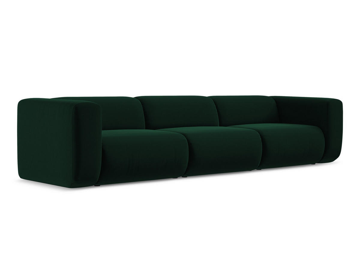 4-SITZER-SOFA Samt Stoff Grün - Dunkelgrün/Schwarz, Kunststoff/Textil (319/70/89cm) - Makamii