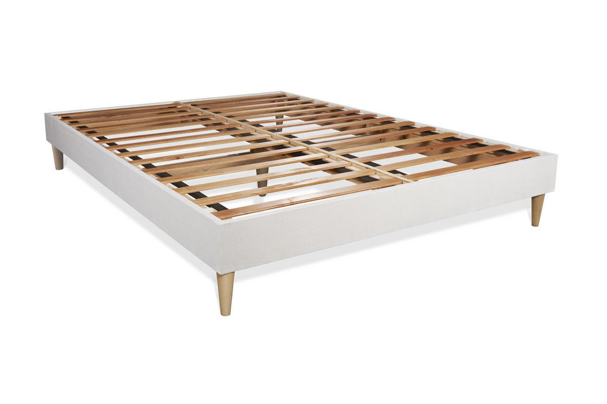 BETT Balmoral Memory-Schaum 160 x 200 cm h3 - Kit Bettgestell Weiß - Beige/Weiß, Holz (160/200cm) - ROYAL PALACE BEDDING