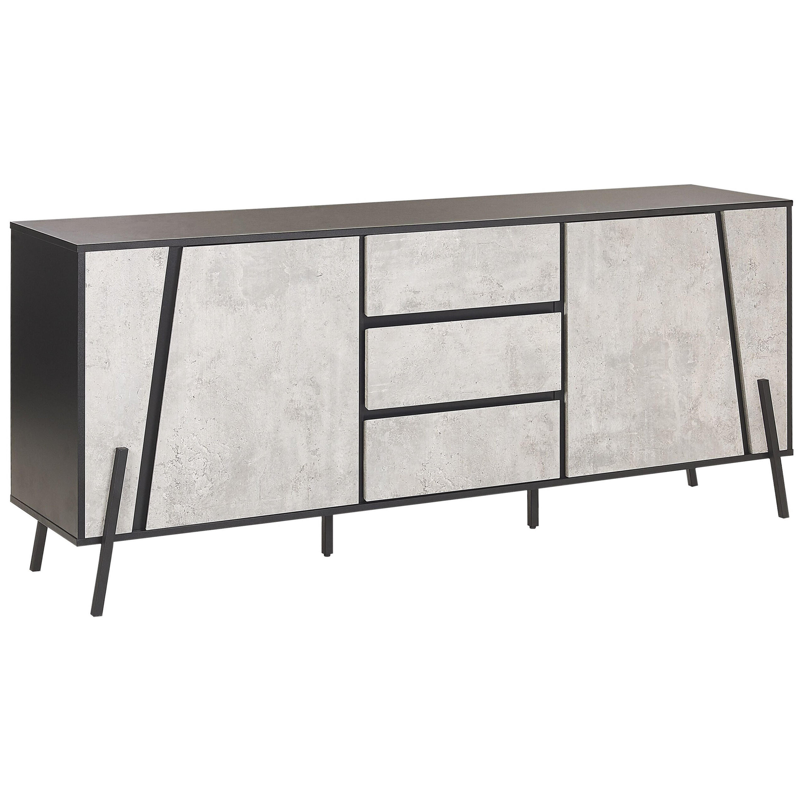 SIDEBOARD mit 2 Türen Grauer Betoneffekt Blackpool - Grau, Holzwerkstoff (177/75/40cm) - Beliani