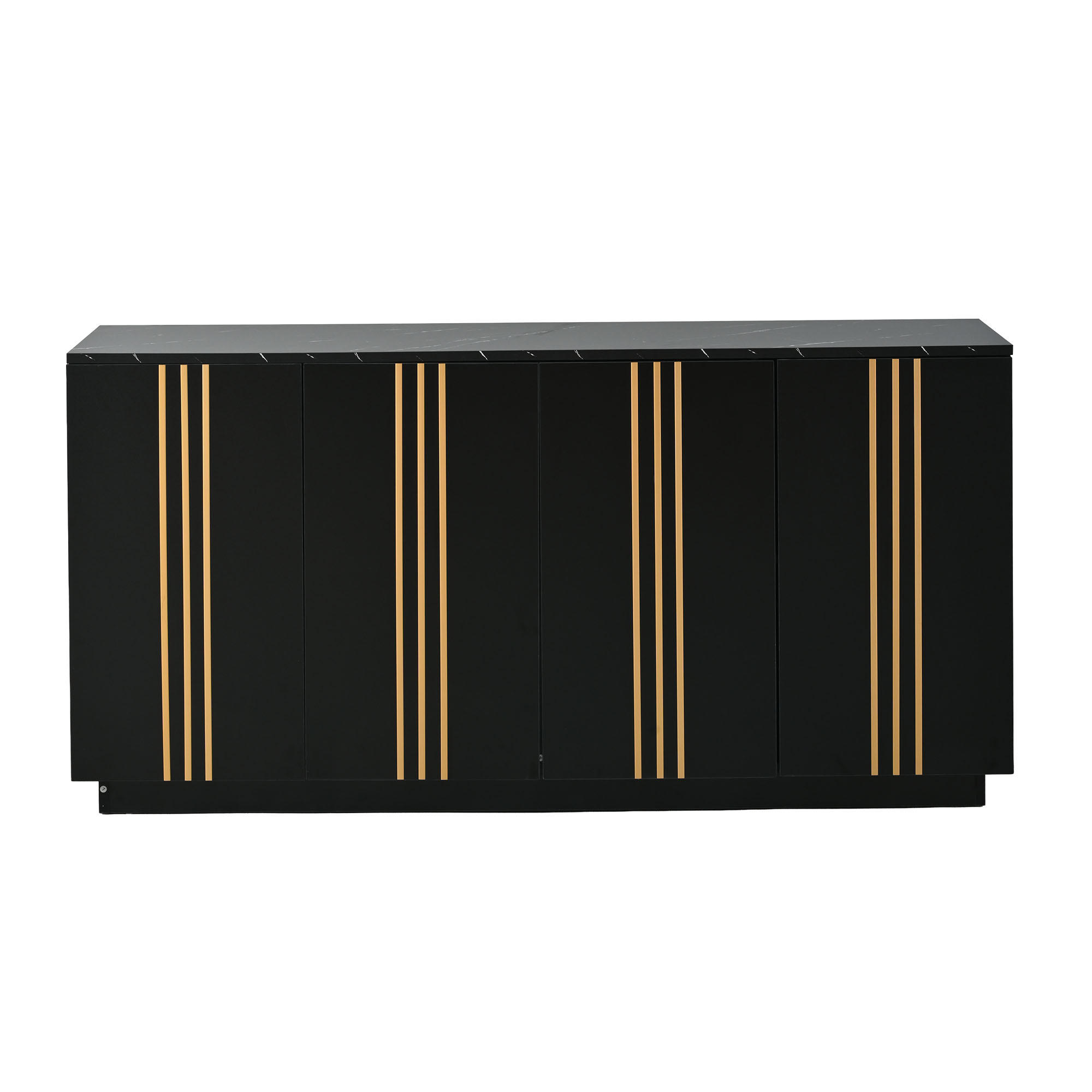 SIDEBOARD Schwarz und Gold 140/35/70 cm - Schwarz, Holzwerkstoff (35/70/140cm) - PANGIVO