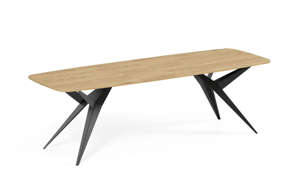 ESSTISCH AXIS - Eichefarben/Schwarz, Holzwerkstoff/Metall (90/180/76cm) - Meblini