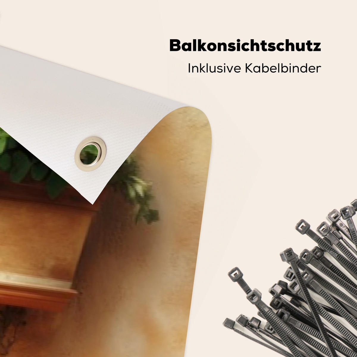 BALKON-SICHTSCHUTZ Blumentöpfe - Wand - Vintage - Terra cotta, Kunststoff (500/110cm) - MuchoWow