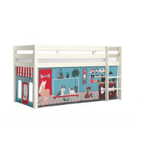 KINDERBETT Karolina 210x114x106 Massivholz Weiß Textilset Pet Shop - Blaugrau/Weiß, Holz (90/200cm) - 58aufmkessel