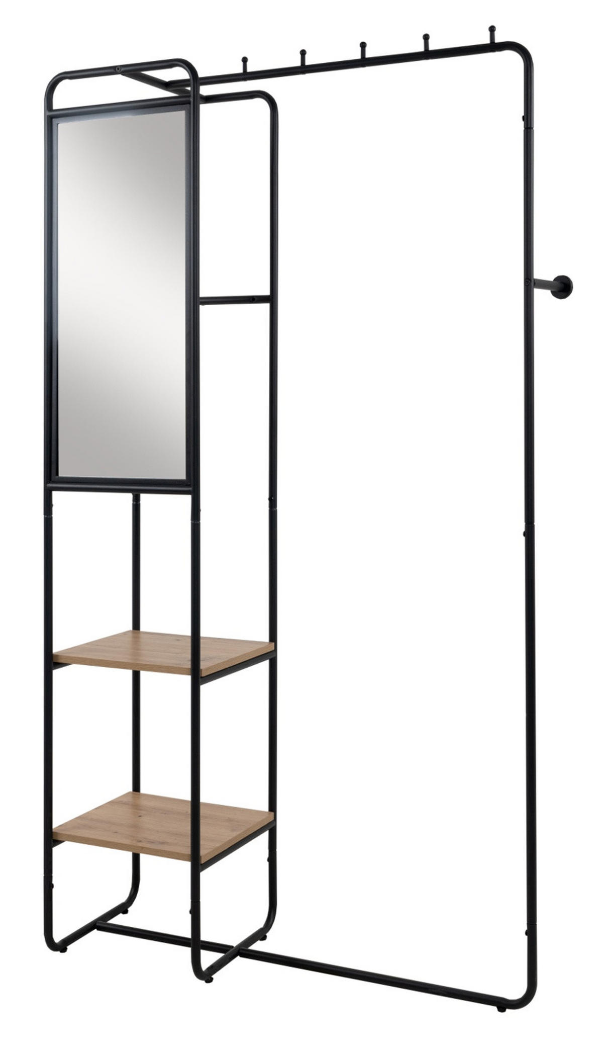 KOMPAKTGARDEROBE schwarz Metall 100 cm, Garderobe mit Spiegel - Schwarz, Holzwerkstoff/Metall (100/185/37cm) - Furn.Design