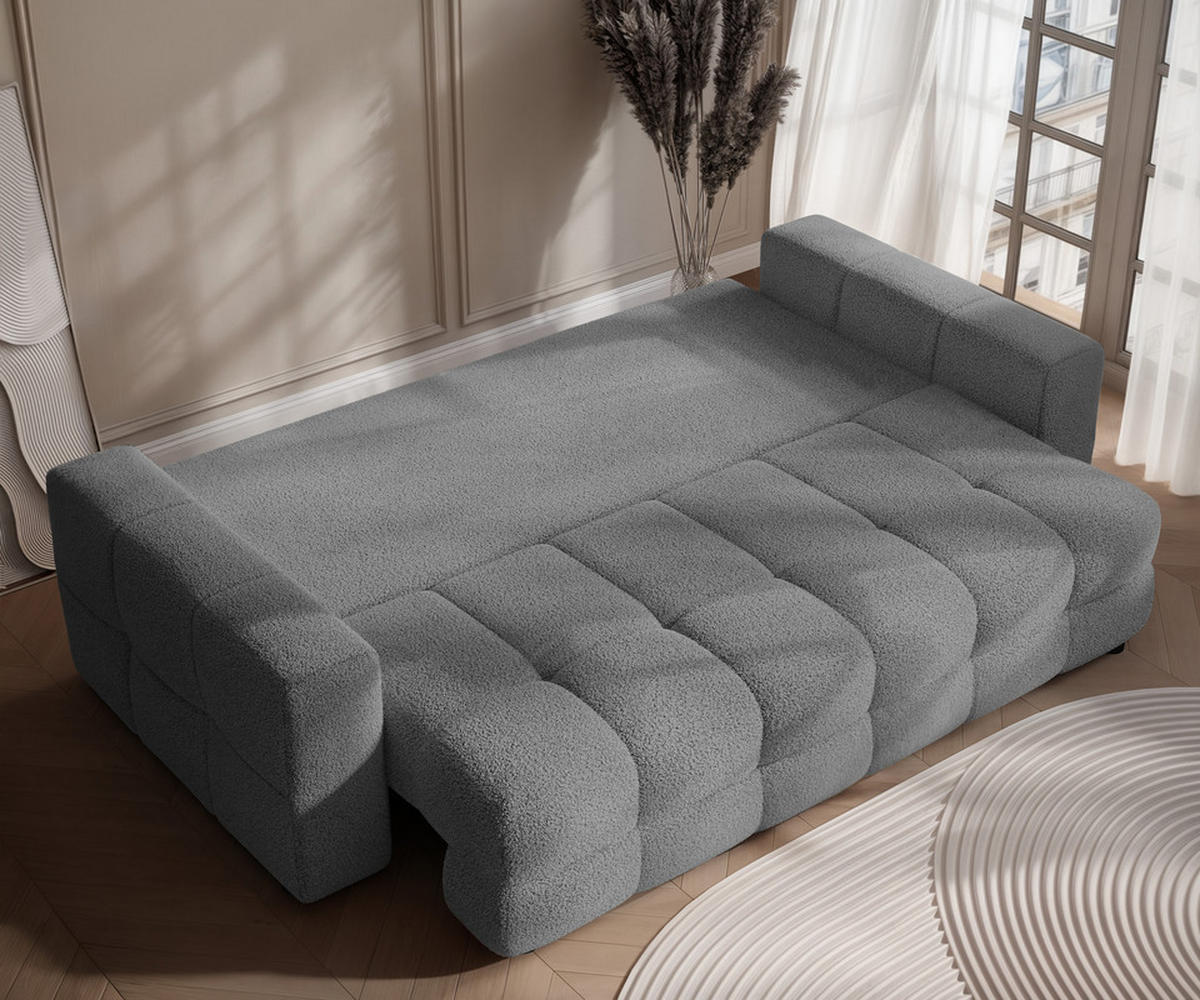 SCHLAFSOFA MOLLY mit Bettkasten, Stoff Dunkelgrau - Dunkelgrau, Textil (248/92/93cm) - Idohome