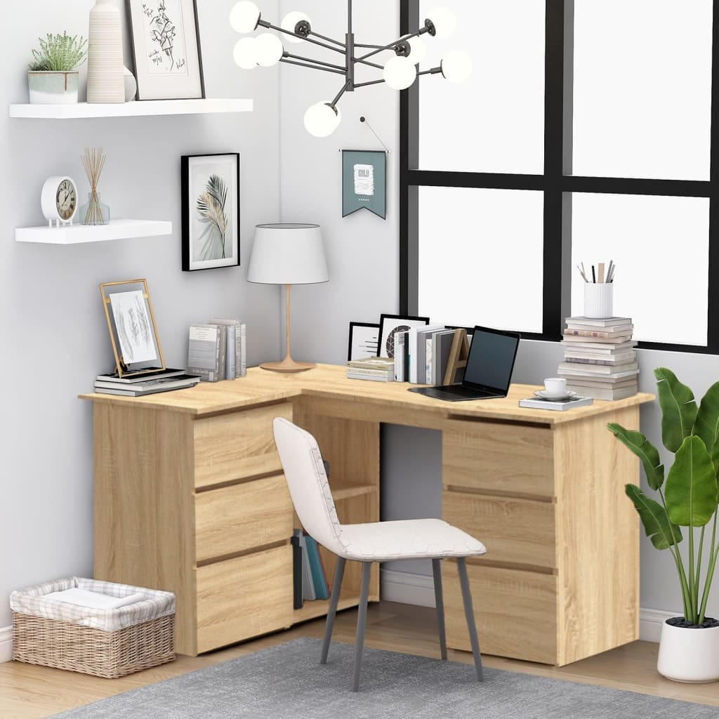 ECKSCHREIBTISCH Sonoma-Eiche 145x100x76 cm Holzwerkstoff - Braun, Holzwerkstoff (145/100/76cm) - furnicato