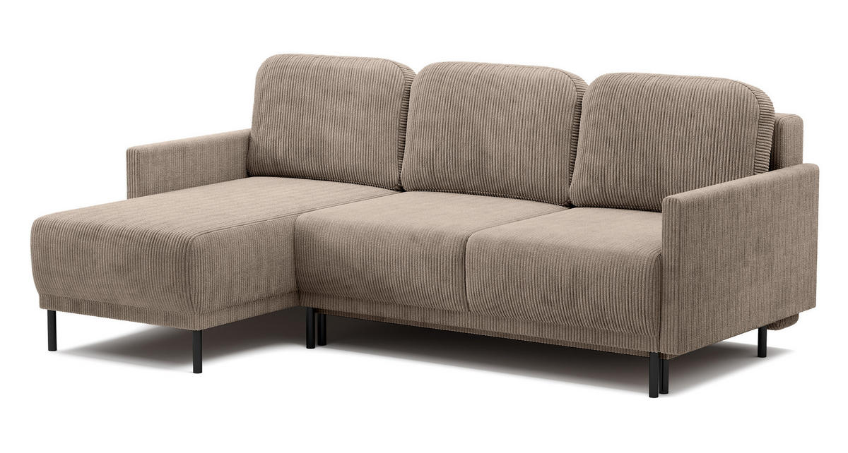ECKSOFA Hamiel Beige Cordbezug - Beige/Schwarz, Holz/Textil (212/142cm) - Selsey