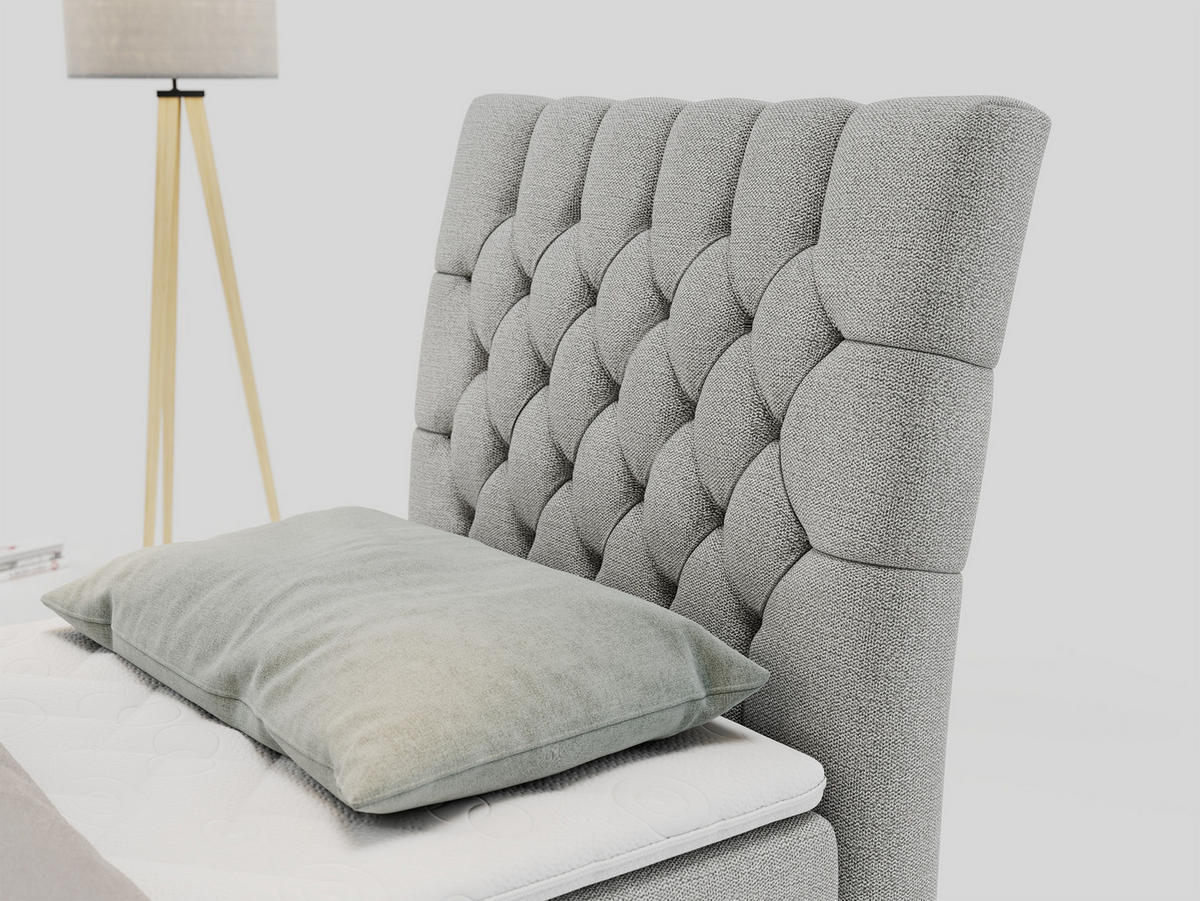 BOXBETT MILEN 90/200 Hellgrau Struktur - H3 - Rechts Seite - Hellgrau, Holz/Textil (90/200cm) - MKS