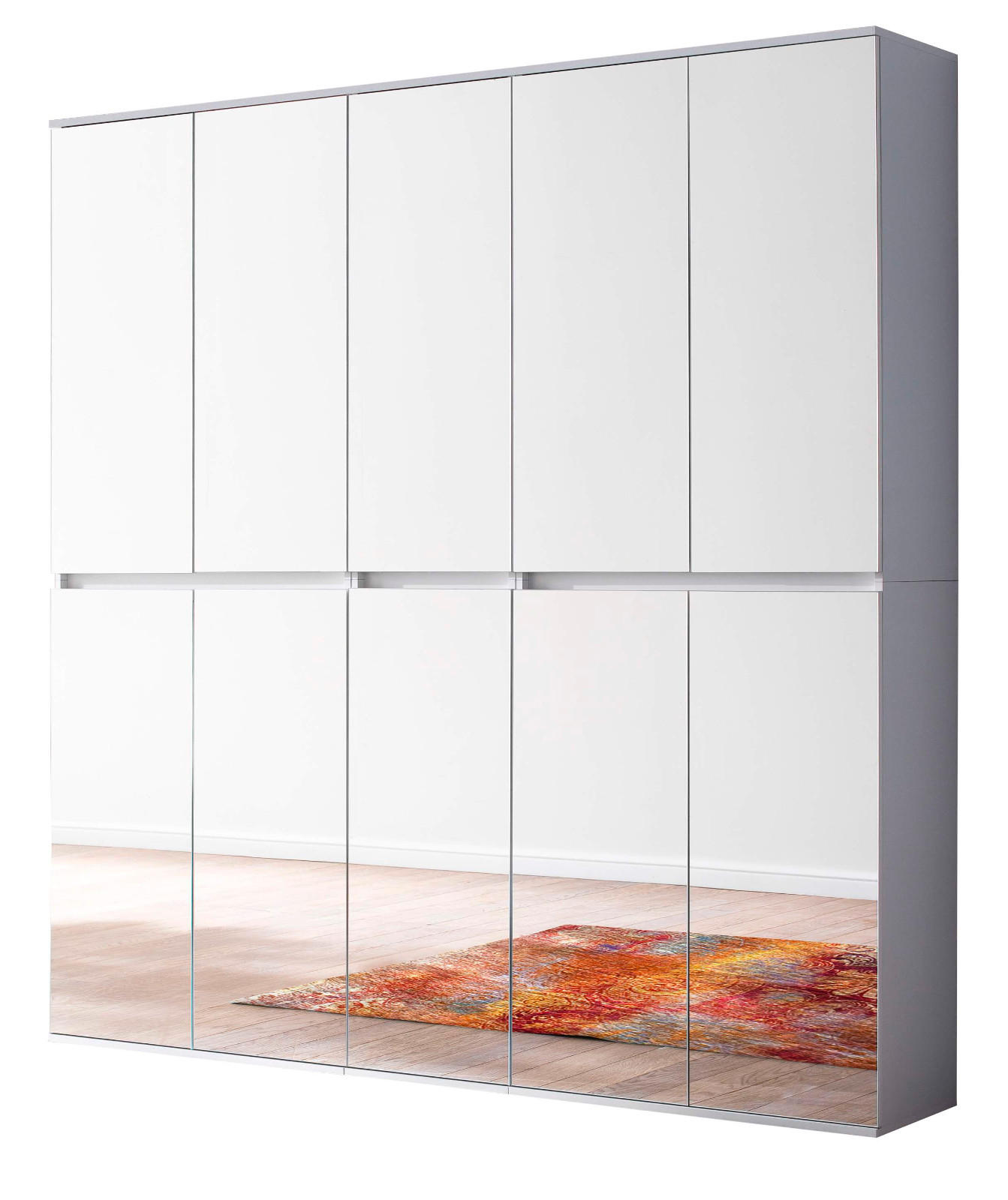 GARDEROBENSCHRANK weiß 185 x 191 cm, Schuhschrank mit Spiegeltüren - Weiß, Glas/Holzwerkstoff (185/191/34cm) - Top.Furn
