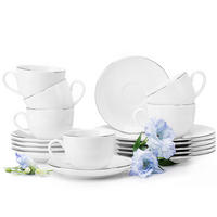 KAFFEESERVICE MUSCARI 6-Personen 18-tlg Porzellan - Platinfarben, Keramik (14.5/6/14.5cm) - KONSIMO®