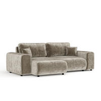ECKSOFA Zanzibar Beige Chenille - Beige/Schwarz, Holz/Holzwerkstoff (237/144cm) - Maison de Reve
