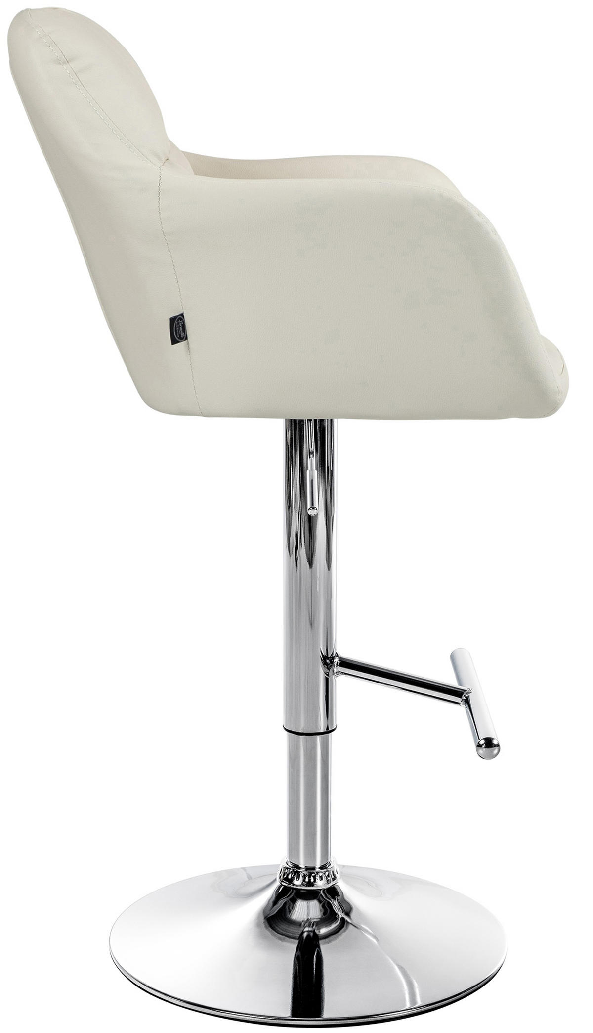 BARHOCKER Nardo Kunstleder chrom creme - Chromfarben/Creme, Kunststoff/Metall (57/118/59cm) - TPFLiving