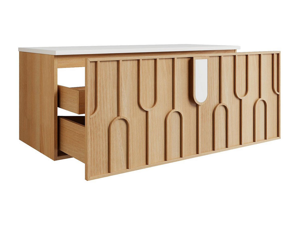 WASCHBECKENUNTERSCHRANK - 120cm x 50cm - Furnierplatte - naturfarben hell - MERKAN - Naturfarben, Holz (120/49/50cm) - Vente-Unique