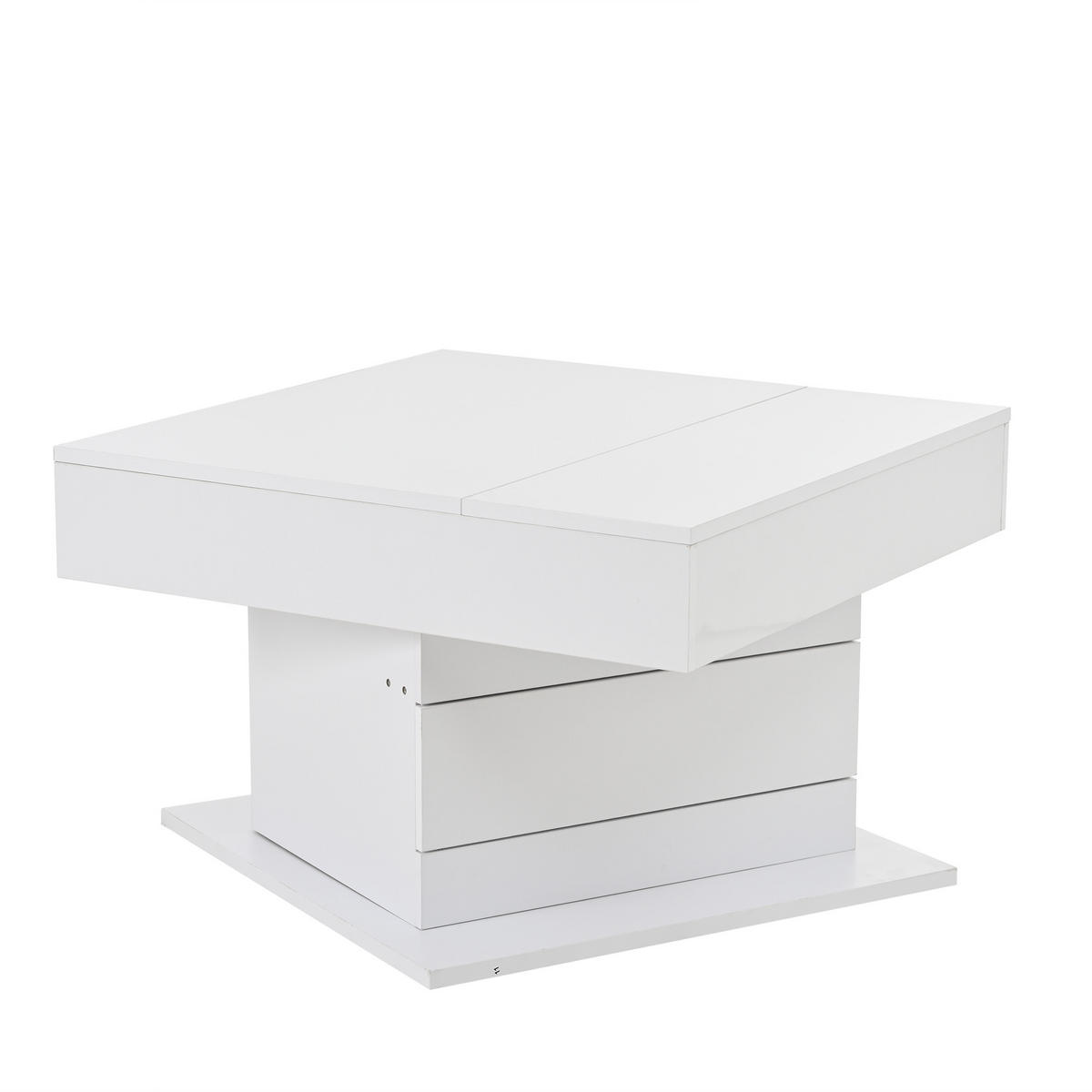 COUCHTISCH, hochglänzende Spanplatte, hebbar bis 59 cm & 360° drehbar, 70/70/45 cm, Weiß - Weiß, Holzwerkstoff (70/70/45cm) - Redom