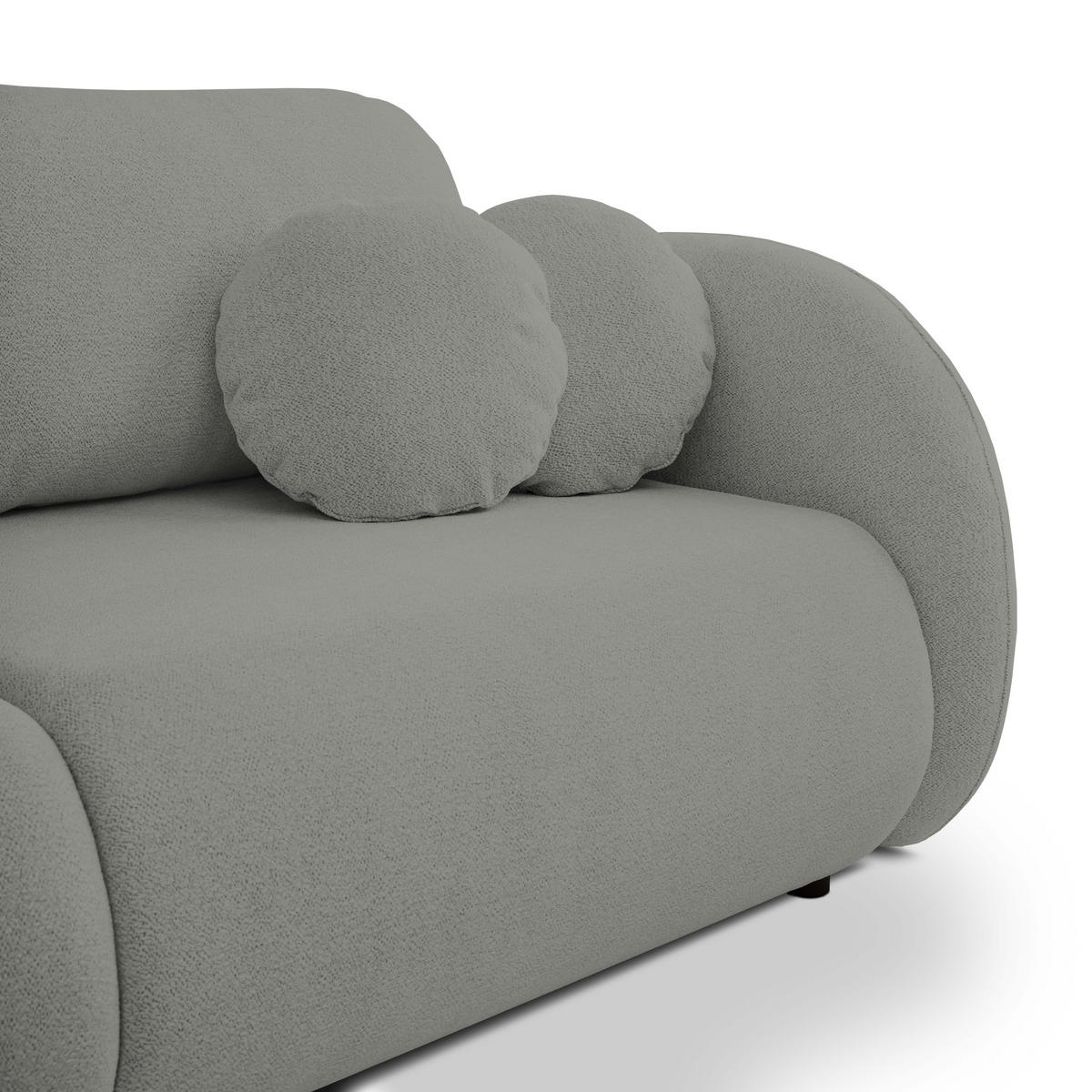 SOFA LOOP Schlaffunktion & Bettkasten PUR-Schaum Schwarze Kunststofffüße skandinavischer Stil lose Rückenkissen freistehend 234x112x86 cm Dark grey - Dunkelgrau, Holz/Textil (234/86/112cm) - DomoHome